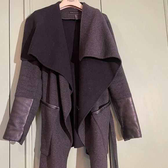 BCBG Max Azaria Winter Wrap Coat with Leather Details - Picture 1 of 3